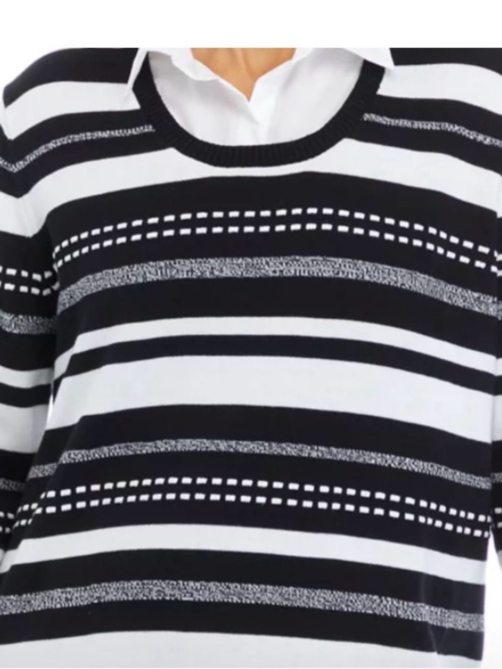 EUC - Alfred Dunner Black and White Striped Sweater women size xl